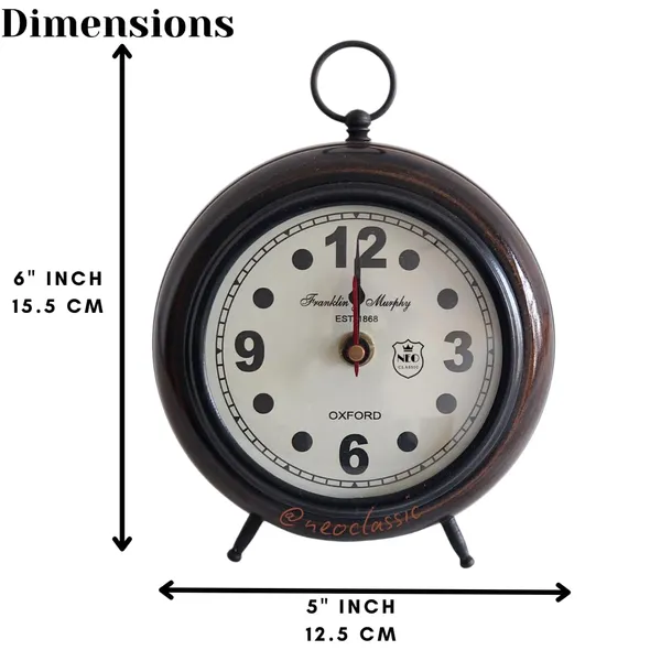 NEO_CLASSIC_Antique_Wooden_Table_Clock_|_Oxford_White_Dial_Decorative_Desk_Clock_for_Office,_Home_Décor_&_Handicraft_Display