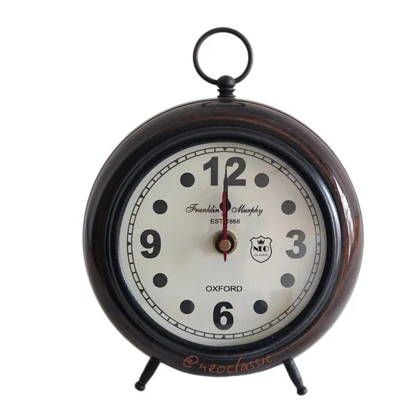 NEO_CLASSIC_Antique_Wooden_Table_Clock_|_Oxford_White_Dial_Decorative_Desk_Clock_for_Office,_Home_Décor_&_Handicraft_Display