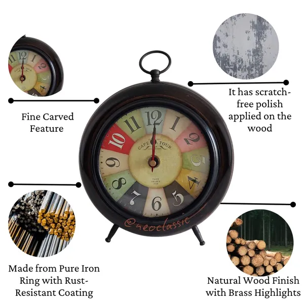 NEO_CLASSIC_Antique_Wooden_Table_Clock_|_Old_Style_Dial_Decorative_Desk_Clock_for_Office,_Home_Décor_&_Handicraft_Display