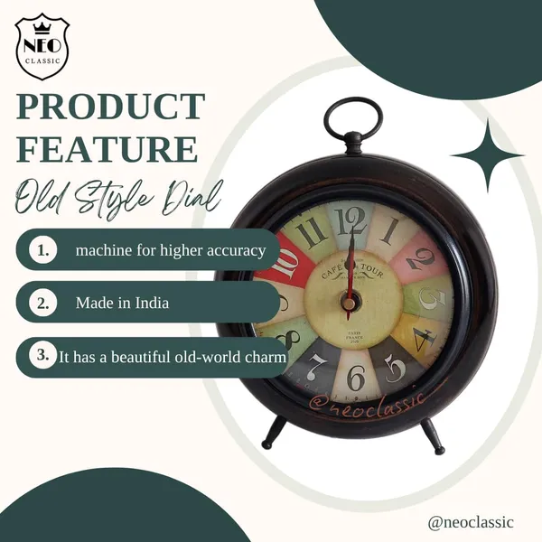 NEO_CLASSIC_Antique_Wooden_Table_Clock_|_Old_Style_Dial_Decorative_Desk_Clock_for_Office,_Home_Décor_&_Handicraft_Display