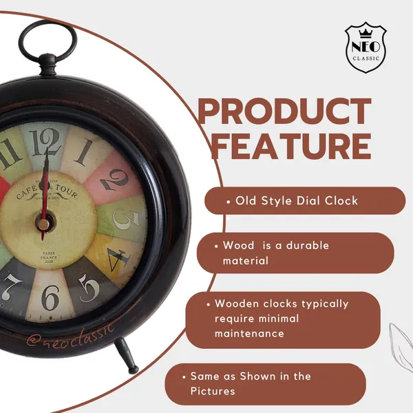 NEO_CLASSIC_Antique_Wooden_Table_Clock_|_Old_Style_Dial_Decorative_Desk_Clock_for_Office,_Home_Décor_&_Handicraft_Display