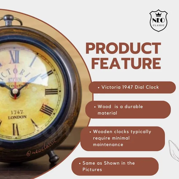 NEO_CLASSIC_Antique_Wooden_Table_Clock_for_Home_&_Office_Decor_–_Victoria_Roman_1947