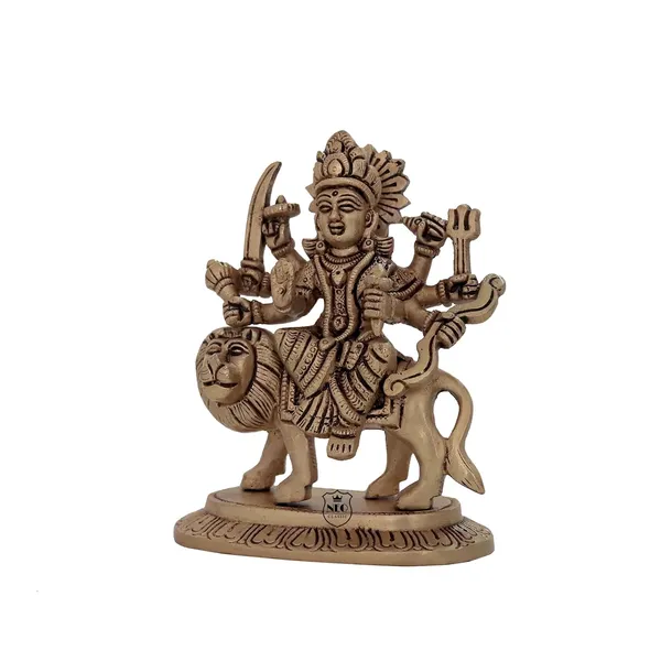 NEO_CLASSIC_Brass_Durga_Maa_Statue_with_Lion_|_Hindu_Goddess_Durga_Idol_for_Home_Temple,_Pooja_&_Decorative_Showpiece_|_5.5_Inch