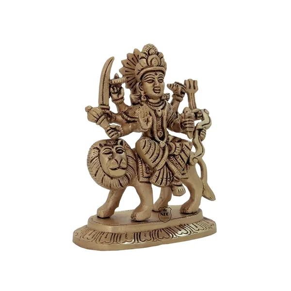 NEO_CLASSIC_Brass_Durga_Maa_Statue_with_Lion_|_Hindu_Goddess_Durga_Idol_for_Home_Temple,_Pooja_&_Decorative_Showpiece_|_5.5_Inch