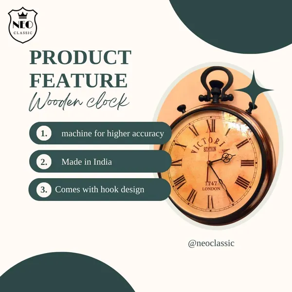 NEO_CLASSIC_Vintage_Wooden_Wall_Clock_–_Antique_Style_Silent_Wall_Clock_for_Home_Decor_(12_Inch)