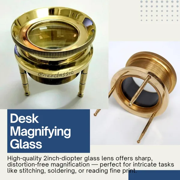 NEO_CLASSIC_Vintage_Nautical_Standing_Magnifier_|_Antique_Desk_Magnifying_Glass_with_Round_Monocle_Page_Reader_for_Home,_Office_&_Study_Table_Décor