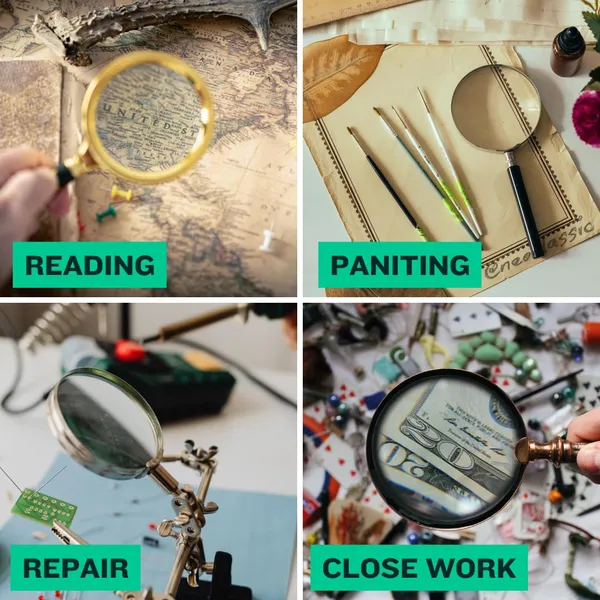 NEO_CLASSIC_Vintage_5X_Magnifying_Glass_with_Adjustable_Stand_|_Antique_Finish_Magnifier_with_Mango_Wood_Base_&_Screw_Lock_Arm_for_Reading,_Crafting,_Hobby,_Inspection_&_Repairs