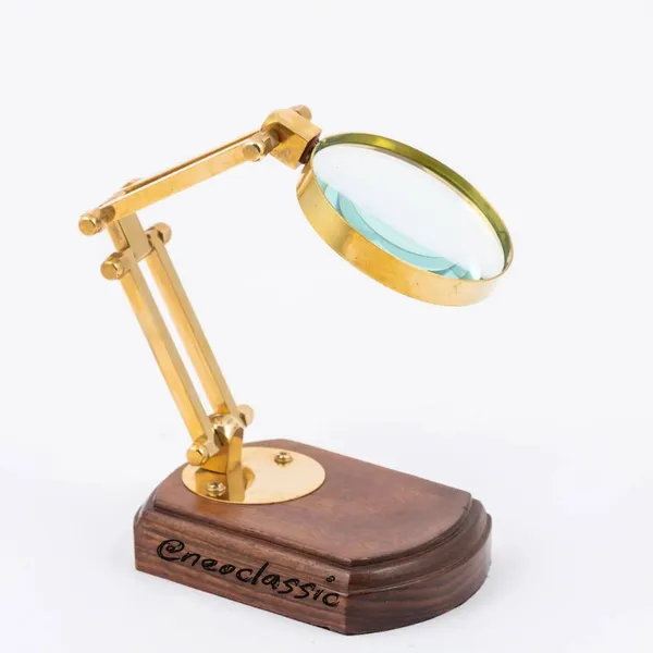 5x_Vintage_Magnifying_Glass_With_Adjustable_Stand_Screw_Lock_Arm_Mango_Wood_Base_Ideal_For_Reading_Crafting_Repairs_Hobby_Work