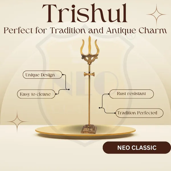 NEO_CLASSIC_Shiva_Trishul_with_Damru_on_Stand_|_Brass_Finish_Traditional_Trident_for_Home_Temple,_Pooja_Room_&_Spiritual_Décor_|_12_Inch