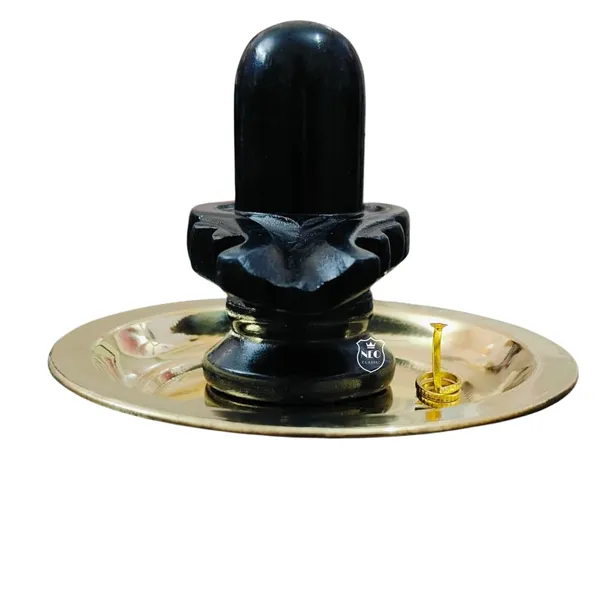 NEO_CLASSIC_Black_Marble_Shivling_with_Brass_Plate_&_Naag_–_Bholenath_Shivling_for_Puja_(3_Inch)
