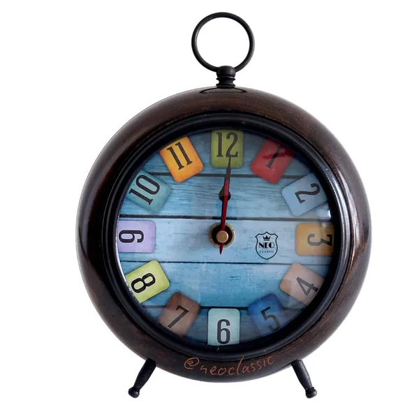 NEO_CLASSIC_Antique_Wooden_Table_Clock_–_Decorative_Office_&_Home_Desk_Clock_(Multicolor_Dial)