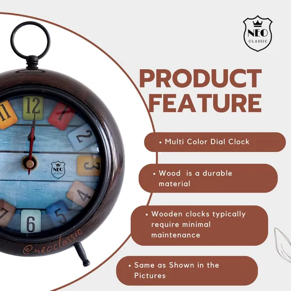 NEO_CLASSIC_Antique_Wooden_Table_Clock_–_Decorative_Office_&_Home_Desk_Clock_(Multicolor_Dial)