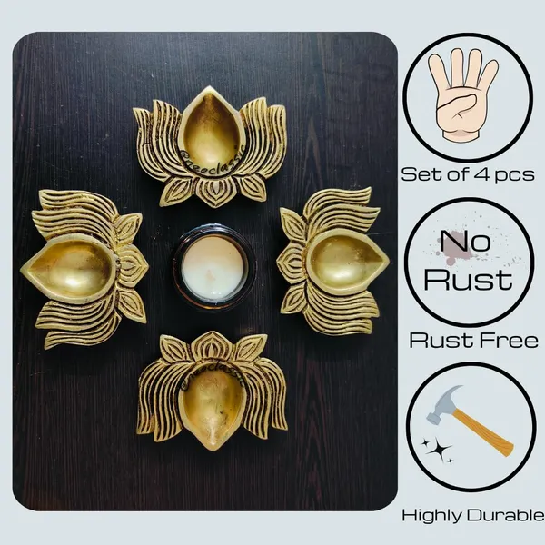 NEO_CLASSIC_Brass_Kamal_Diya_Set_|_Lotus_Shape_Brass_Finish_Deepak_for_Pooja,_Diwali_Decoration_&_Home_Temple_Décor_|_Pack_of_4