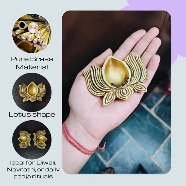 NEO_CLASSIC_Brass_Diya_|_Kamal_Deepak_|_Lotus_Design_Brass_Finish_(Set_of_6)_for_Diwali_&_Puja