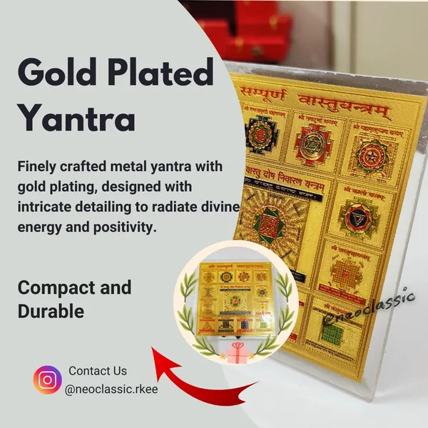 NEO_CLASSIC_Gold_Plated_Vastu_Yantra_|_4x4_Inch_Decorative_Plate_for_Pooja,_Meditation_&_Home_Decor_|_Spiritual_Yantra_for_Home_&_Office_Use