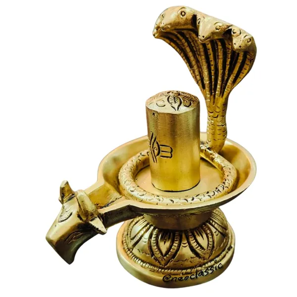 NEO_CLASSIC_Handcrafted_Brass_Finish_Shivling_Statue_–_Traditional_Pooja_Murti_(8_cm)