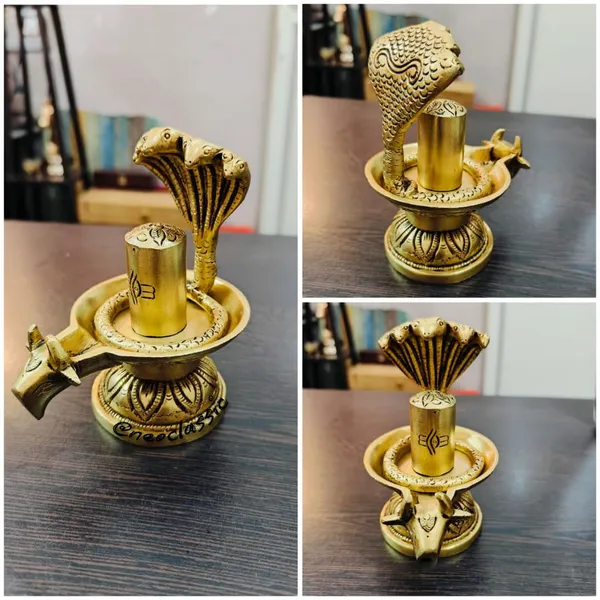 NEO_CLASSIC_Handcrafted_Brass_Finish_Shivling_Statue_–_Traditional_Pooja_Murti_(8_cm)