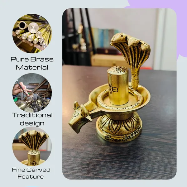 NEO_CLASSIC_Handcrafted_Brass_Finish_Shivling_Statue_–_Traditional_Pooja_Murti_(8_cm)