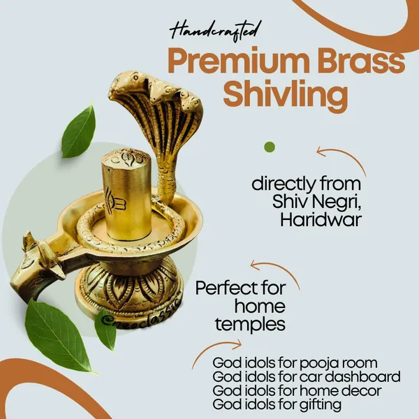 NEO_CLASSIC_Handcrafted_Brass_Finish_Shivling_Statue_–_Traditional_Pooja_Murti_(8_cm)
