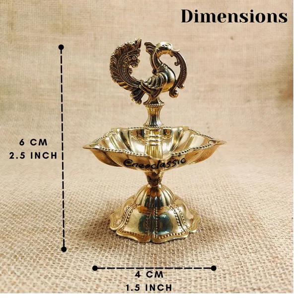 NEO_CLASSIC_Handcrafted_Brass_Peacock_Diya_for_Pooja_|_Traditional_Vilakku_Oil_Lamp_|_Antique_Finish_Brass_Deepak_for_Home_Temple_&_Festive_Decor