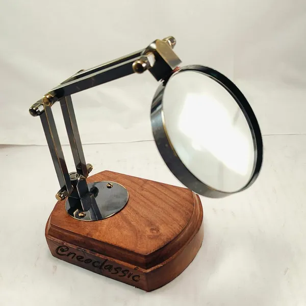 5x_Vintage_Magnifying_Glass_With_Adjustable_Stand_Antique_Finish_Screw_Lock_Arm_Mango_Wood_Base_Ideal_For_Reading_Crafting_Repairs_Hobby_Work_11_Inch