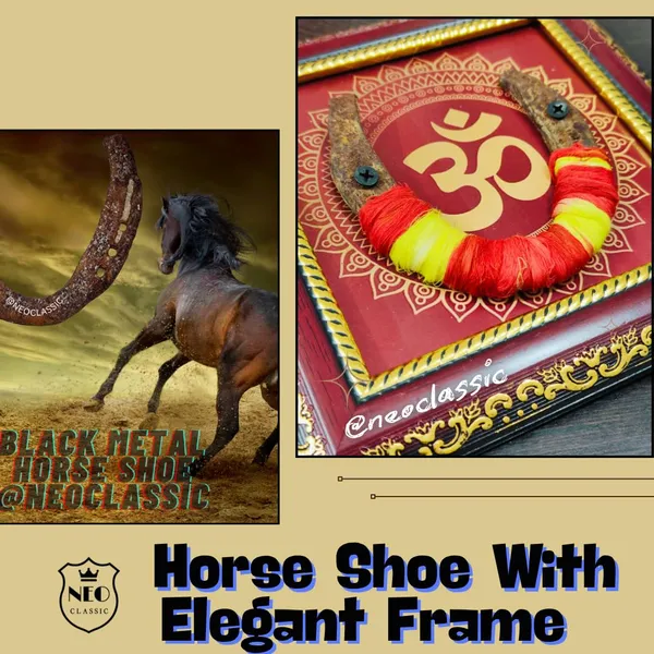 NEO_CLASSIC_Framed_Iron_Horse_Shoe_|_Vastu_Good_Luck_Symbol_Wall_Hanging_|_Rustic_Iron_Horseshoe_in_Wooden_Frame_for_Home,_Office_&_Entrance_Décor_|_7_x_7_Inch