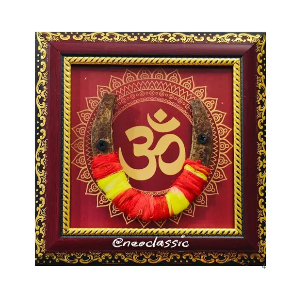 NEO_CLASSIC_Framed_Iron_Horse_Shoe_|_Vastu_Good_Luck_Symbol_Wall_Hanging_|_Rustic_Iron_Horseshoe_in_Wooden_Frame_for_Home,_Office_&_Entrance_Décor_|_7_x_7_Inch