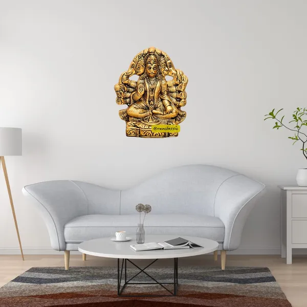 NEO_CLASSIC_Panchmukhi_Hanuman_Wall_Hanging_|_Aluminium_Religious_Wall_Art_|_Antique_Gold_Finish_|_Vastu_Decor_for_Home,_Office_&_Temple