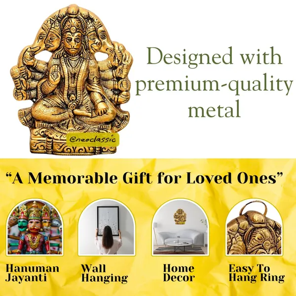 NEO_CLASSIC_Panchmukhi_Hanuman_Wall_Hanging_|_Aluminium_Religious_Wall_Art_|_Antique_Gold_Finish_|_Vastu_Decor_for_Home,_Office_&_Temple