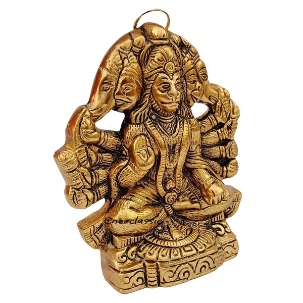 NEO_CLASSIC_Panchmukhi_Hanuman_Wall_Hanging_|_Aluminium_Religious_Wall_Art_|_Antique_Gold_Finish_|_Vastu_Decor_for_Home,_Office_&_Temple