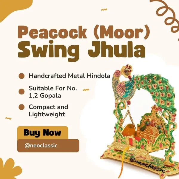 NEO_CLASSIC_Laddu_Gopal_Jhula_Swing_|_Krishna_Hindola_Palana_for_Temple_Pooja_&_Home_Decor_Showpiece_(10_Inch,_Peacock_Color)