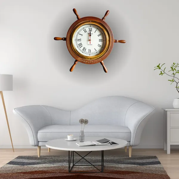 NEO_CLASSIC_Handcrafted_Wooden_Ship_Wheel_Wall_Clock_–_Vintage_Nautical_Roman_Numeral_Clock_for_Home_&_Office
