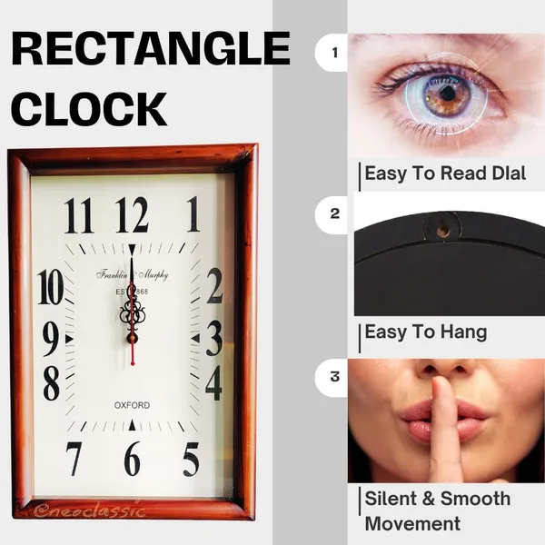 NEO_CLASSIC_Handcrafted_Wooden_Wall_Clock_–_Rectangle_Shape_Decorative_Clock_for_Home_&_Office_(18_Inch)