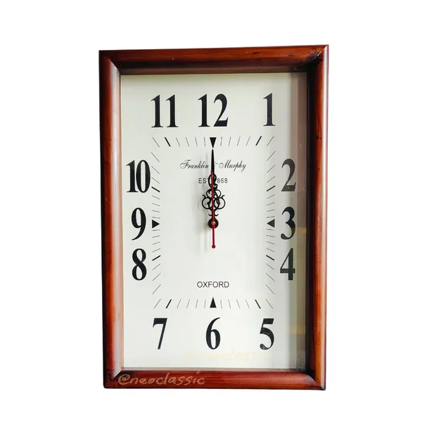 NEO_CLASSIC_Handcrafted_Wooden_Wall_Clock_–_Rectangle_Shape_Decorative_Clock_for_Home_&_Office_(18_Inch)