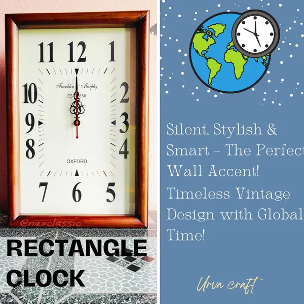 NEO_CLASSIC_Handcrafted_Wooden_Wall_Clock_–_Rectangle_Shape_Decorative_Clock_for_Home_&_Office_(18_Inch)