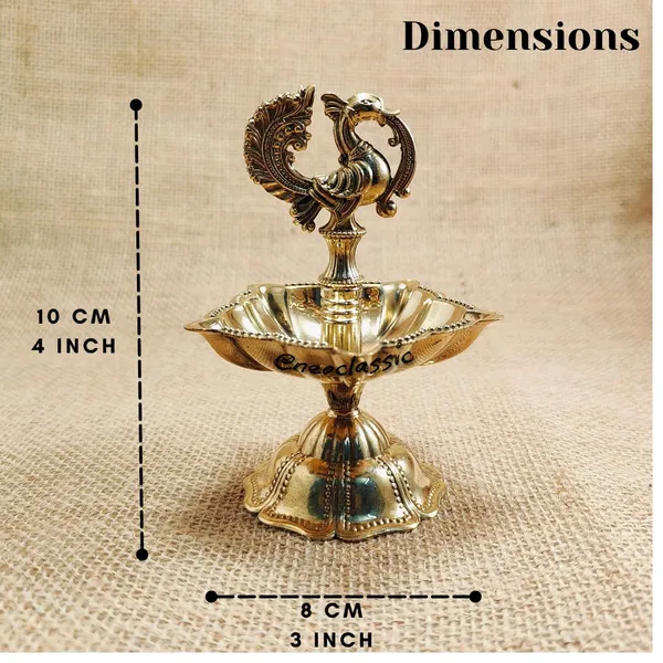 NEO_CLASSIC_Handcrafted_Brass_Peacock_Diya_|_Traditional_Vilakku_Oil_Lamp_|_Antique_Finish_Brass_Deepak_for_Home_Temple,_Pooja,_Diwali_&_Religious_Décor