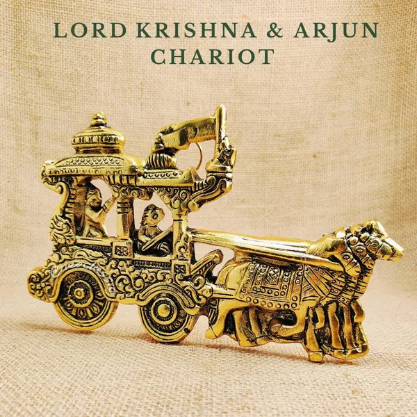 NEO_CLASSIC_Metal_Gold_Plated_Lord_Krishna_Arjun_Rath_Showpiece_|_Antique_Finish_Krishna_Chariot_with_Horses_Statue_|_Traditional_Home_Temple_&_Living_Room_Décor_|_Small
