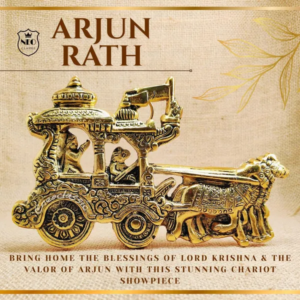 NEO_CLASSIC_Metal_Gold_Plated_Lord_Krishna_Arjun_Rath_Showpiece_|_Antique_Finish_Krishna_Chariot_with_Horses_Statue_|_Traditional_Home_Temple_&_Living_Room_Décor_|_Small