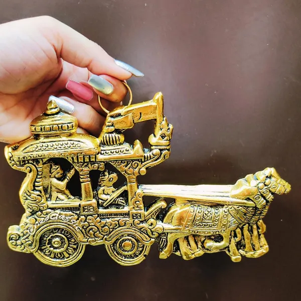 NEO_CLASSIC_Metal_Gold_Plated_Lord_Krishna_Arjun_Rath_Showpiece_|_Antique_Finish_Krishna_Chariot_with_Horses_Statue_|_Traditional_Home_Temple_&_Living_Room_Décor_|_Small