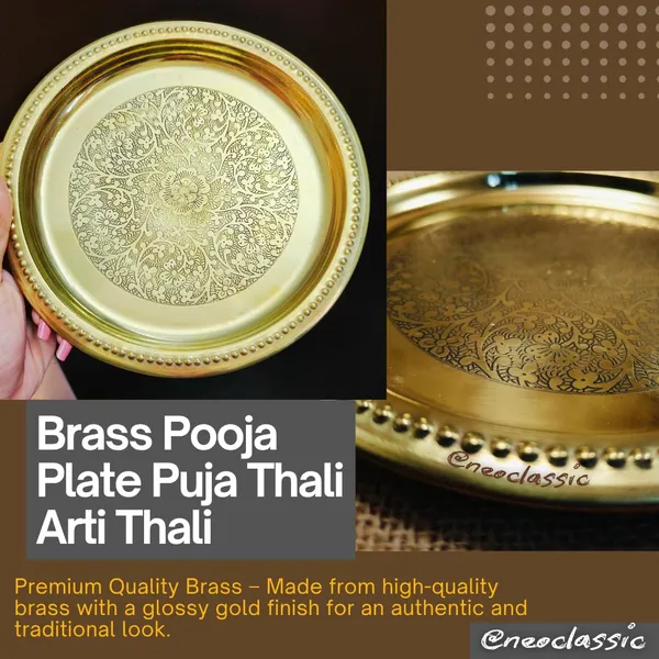NEO_CLASSIC_Brass_Pooja_Thali_8_Inch_|_Handcrafted_Engraved_Brass_Puja_Plate_for_Aarti,_Home_Temple,_Diwali,_Festivals_&_Religious_Ceremonies