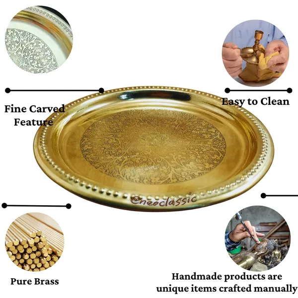 NEO_CLASSIC_Brass_Pooja_Thali_8_Inch_|_Handcrafted_Engraved_Brass_Puja_Plate_for_Aarti,_Home_Temple,_Diwali,_Festivals_&_Religious_Ceremonies
