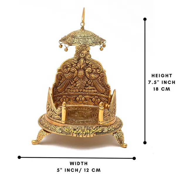 NEO_CLASSIC_Gold_Plated_Ladoo_Gopal_Singhasan_|_Oval_Pooja_Chowki_for_Lord_Krishna_|_Decorative_Nand_Gopal_Palana_|_Temple_&_Home_Decor
