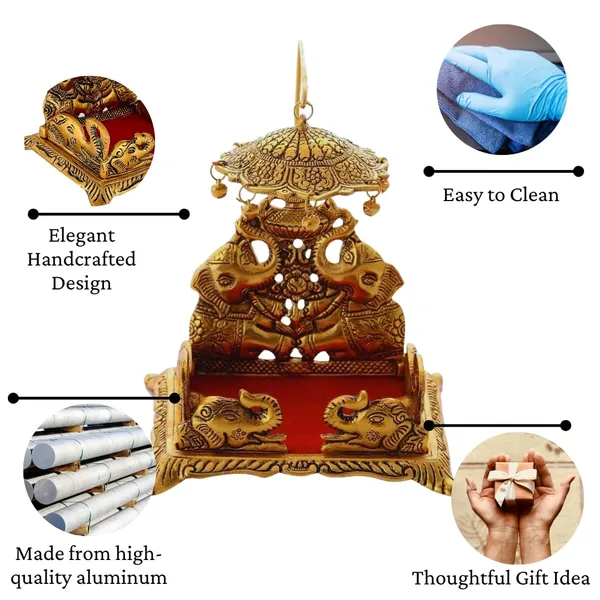 NEO_CLASSIC_Gold_Plated_Metal_Singhasan_for_Laddu_Gopal_|_Square_Pooja_Chowki_for_Lord_Krishna_Idol_|_Decorative_Mandir_Palana_(15_cm)