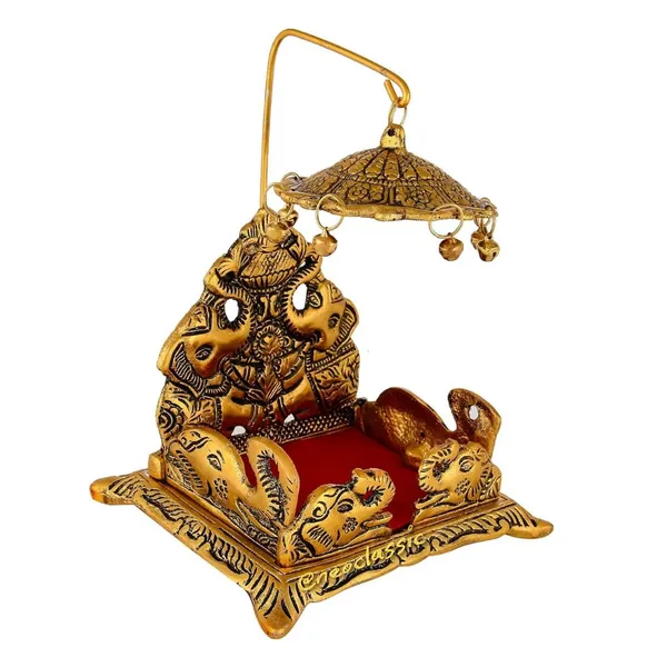 NEO_CLASSIC_Gold_Plated_Metal_Singhasan_for_Laddu_Gopal_|_Square_Pooja_Chowki_for_Lord_Krishna_Idol_|_Decorative_Mandir_Palana_(15_cm)