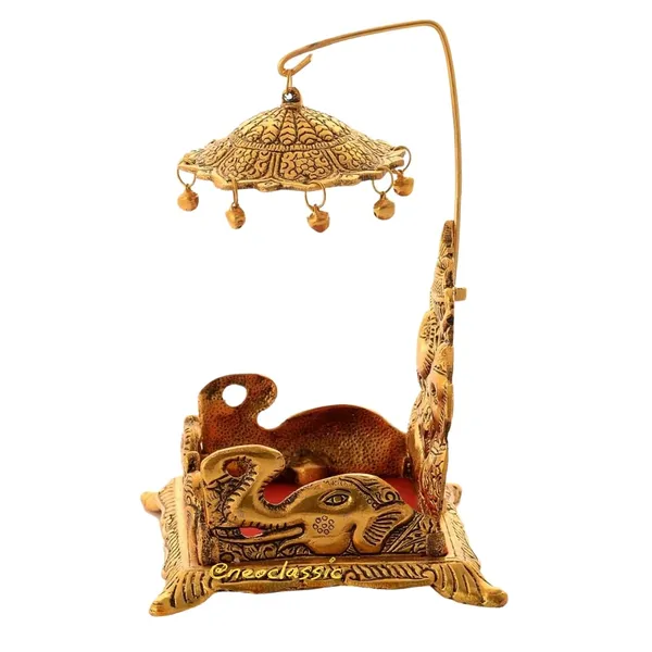 NEO_CLASSIC_Gold_Plated_Metal_Singhasan_for_Laddu_Gopal_|_Square_Pooja_Chowki_for_Lord_Krishna_Idol_|_Decorative_Mandir_Palana_(15_cm)