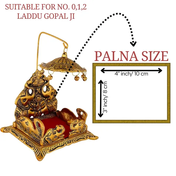 NEO_CLASSIC_Gold_Plated_Metal_Singhasan_for_Laddu_Gopal_|_Square_Pooja_Chowki_for_Lord_Krishna_Idol_|_Decorative_Mandir_Palana_(15_cm)