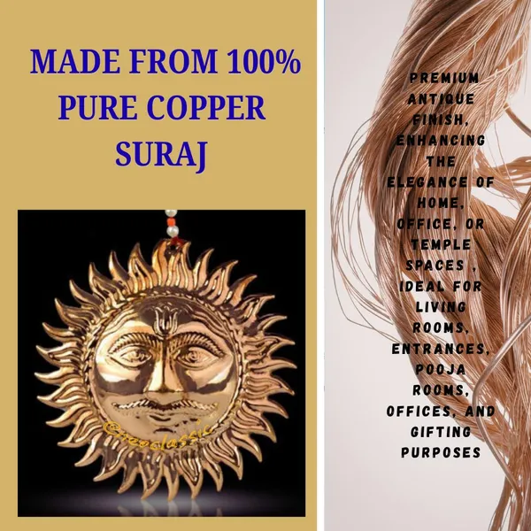 NEO_CLASSIC_Pure_Copper_Suraj_Wall_Hanging_|_Handmade_Sun_Face_Wall_Décor_for_Home,_Temple_&_Entrance_|_Traditional_Vastu_Copper_Wall_Art_|_3_Inch