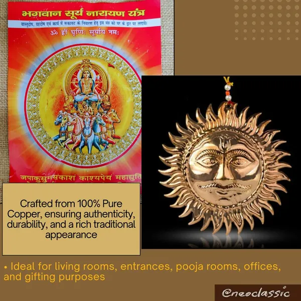 NEO_CLASSIC_Pure_Copper_Suraj_Wall_Hanging_|_Handmade_Sun_Face_Wall_Décor_for_Home,_Temple_&_Entrance_|_Traditional_Vastu_Copper_Wall_Art_|_3_Inch