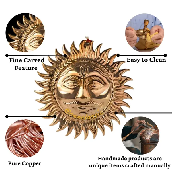 NEO_CLASSIC_Pure_Copper_Suraj_Wall_Hanging_|_Handmade_Sun_Face_Wall_Décor_for_Home,_Temple_&_Entrance_|_Traditional_Vastu_Copper_Wall_Art_|_3_Inch