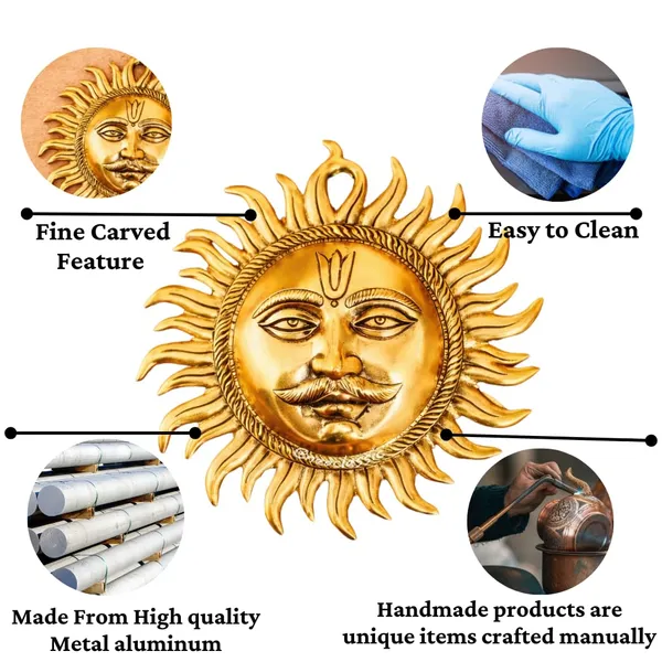 NEO_CLASSIC_Pure_Aluminum_Suraj_Wall_Hanging_|_Handmade_Sun_Face_Wall_Art_for_Home_Décor,_Vastu_&_Main_Entrance_Decoration_|_Traditional_Indian_Metal_Wall_Hanging_|_9_Inch